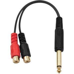 Poyiccot RCA to 1/4 inch Adapter, RCA Female to 6.35mm TS Mono Male Converter, RCA Y Splitter Adapter Audio Cable, RCA to 1/4" Audio Adapter for Mixer, Amp, Subwoofer, 20cm / 7.8inch