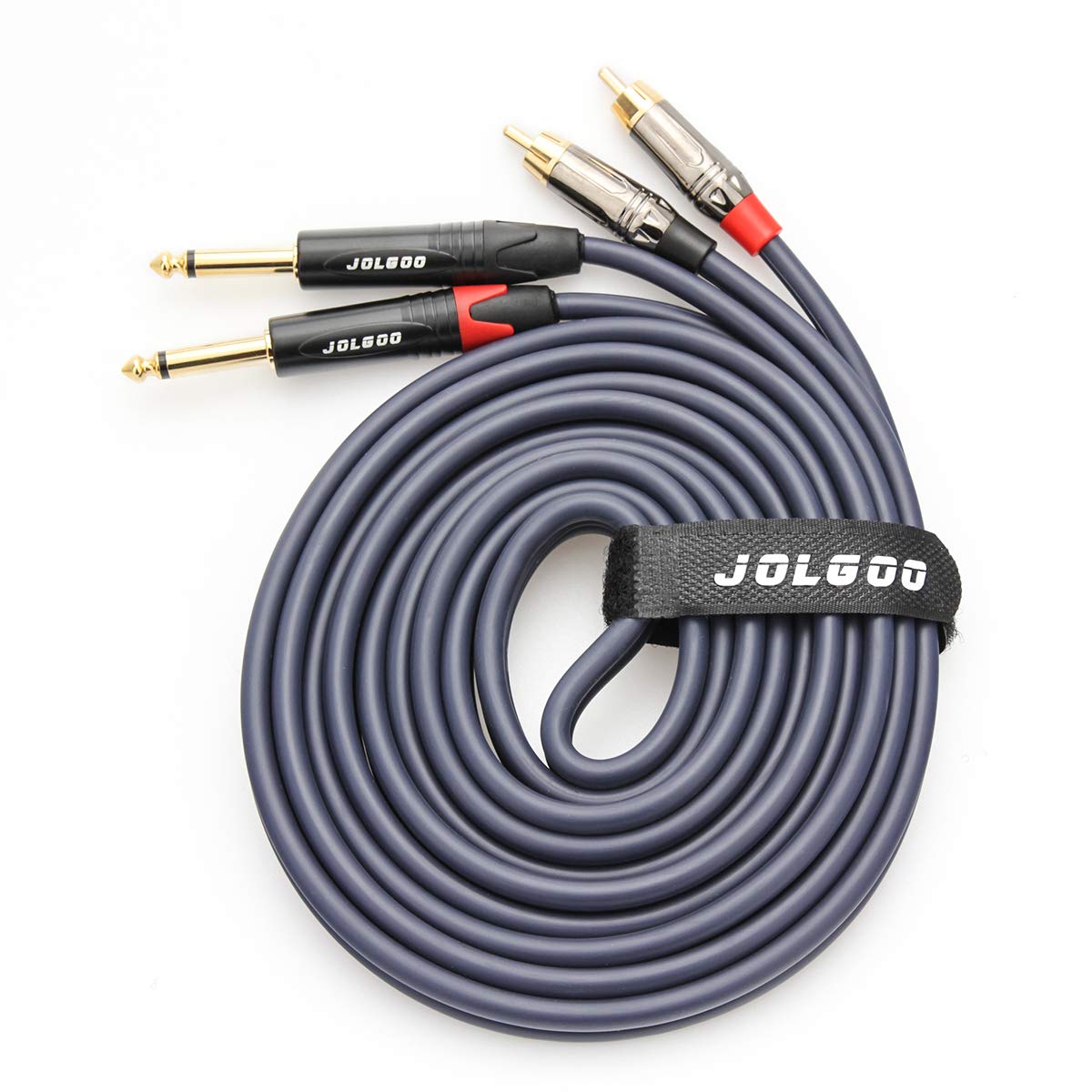 JOLGOO RCA to 1/4 Cable, Dual RCA to Dual 1/4 TS Stereo Interconnect Cable, 2 6.35mm Male TS to 2 RCA Male Stereo Audio Adapter Cable, 10 Feet