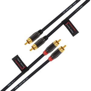 2 Foot RCA Cable Pair - Gotham GAC-4/1 (Black) Star-Quad Audio Interconnect Cable with Amphenol ACPL Black Chrome Body, Gold Plated RCA Connectors - Directional