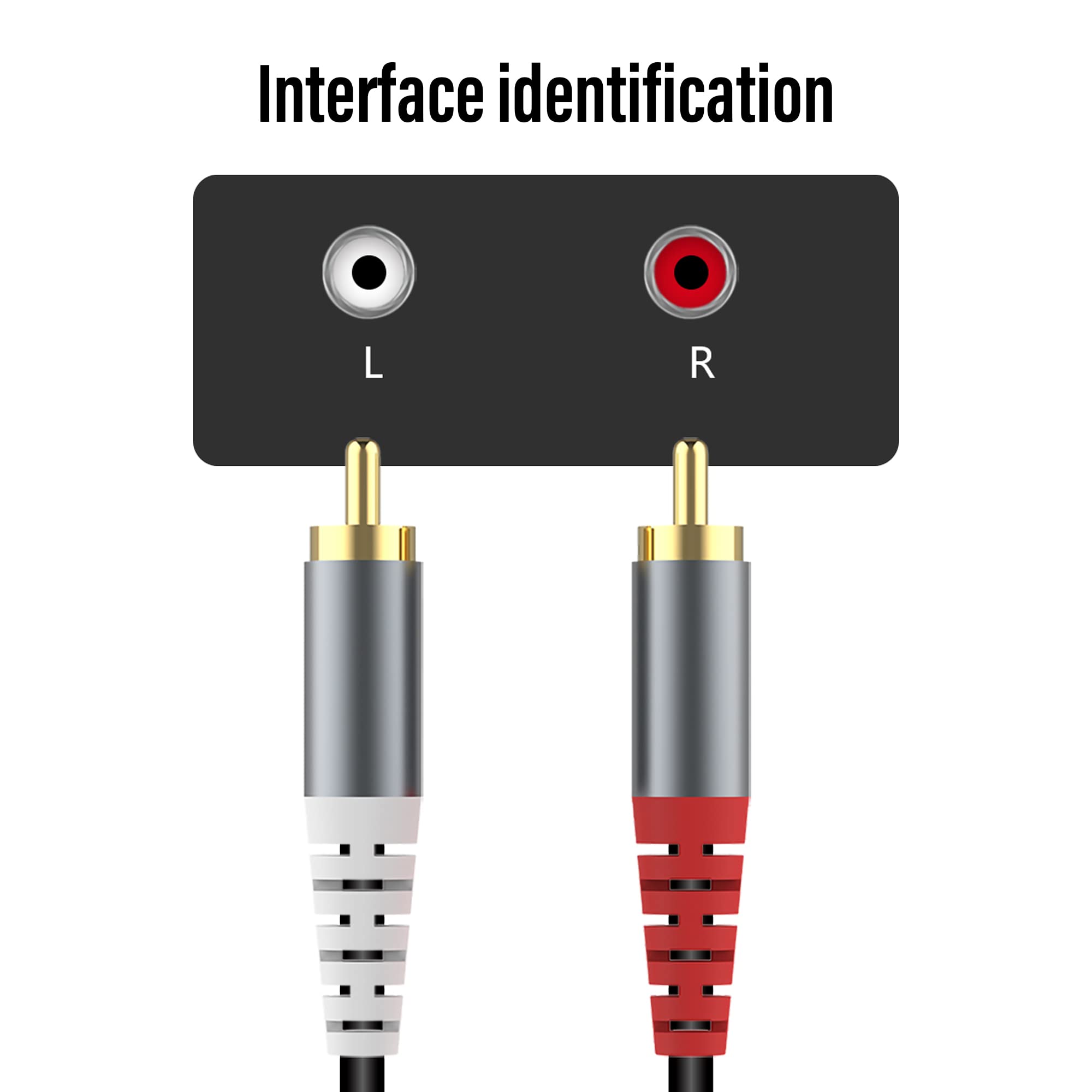 RCA to 3.5mm AUX Cable, (2M/6.6Feet) 3.5mm 1/8 to RCA 2-Male Headphone Jack Adapter Y Splitter Premium Stereo Audio Cord for Smartphones, Tablets, HDTV,or MP3 Players, Speakers