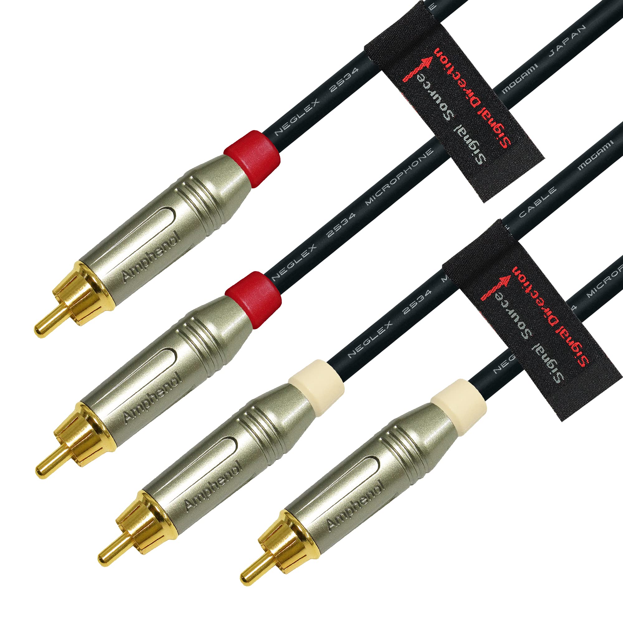 WORLDS BEST CABLES 1.5 Foot – Directional Quad High-Definition Audio Interconnect Cable Pair CUSTOM MADE using Mogami 2534 wire and Amphenol ACPR Die-Cast, Gold Plated RCA Connectors