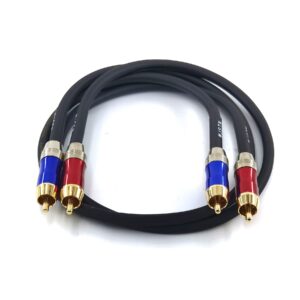 wjstn-020 rca to rca audio cable, 1rca male to 1rca male stereo audio cable converter, digital stereo audio cable for subwoofer, home theater, high-fidelity audio-double shielding-2 pack (2ft)