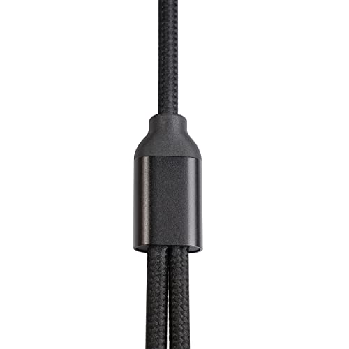 RCA Y Splitter 1 Male to 2 Male Audio Cable 6.6FT, Black Cotton Braided Jacket Gold-Plated Plug Premium Shielded Audio Cable