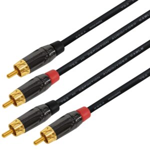 WORLDS BEST CABLES 2.5 Foot – High-Definition Audio Interconnect Cable Pair CUSTOM MADE using Mogami 2964 wire and Amphenol ACPL Black Chrome Body, Gold Plated RCA Connectors