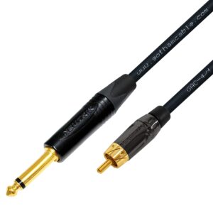 WORLDS BEST CABLES 25 Foot – TS to RCA Cable – Gotham GAC-4/1 (Black) Star-Quad Audio Interconnect Cable & Neutrik NP2X-B & Amphenol ACPL-CBK Gold Plugs - CUSTOM MADE