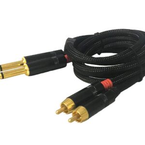 VOYZ Dual 1/4" TS Mono to 2 RCA Audio Cable - 6ft | PVC Shelled, Nylon Braided | Gold Plated Plugs | Ideal for Mixers, Amplifiers, Microphones, Speakers, Camera