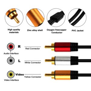 USB C to RCA 10FT Adapter 1080P, Active Type C to RCA Converter, Male USB C to 3-RCA Out Lead Video Adattatore Cord for Laptop, Computer,Projector