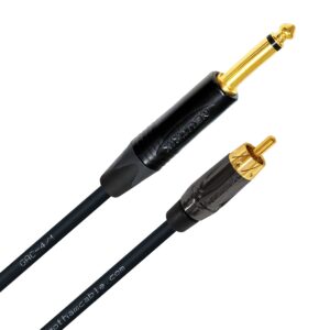 WORLDS BEST CABLES 50 Foot – TS to RCA Cable – Gotham GAC-4/1 (Black) Star-Quad Audio Interconnect Cable & Neutrik NP2X-B & Amphenol ACPL-CBK Gold Plugs - CUSTOM MADE