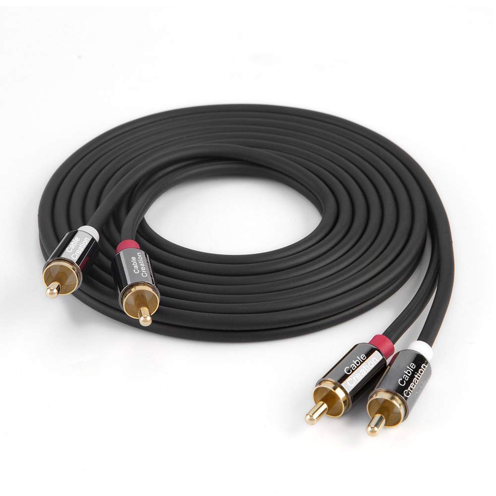 CableCreation RCA Cable, 2RCA Male to 2RCA Stereo Audio Subwoofer Cable Compatible with Speaker, AMP, Turntable, Receiver, Home Theater, Subwoofer, Double Shielded, 10 Feet/3M