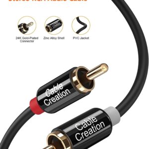 CableCreation RCA Cable, 2RCA Male to 2RCA Stereo Audio Subwoofer Cable Compatible with Speaker, AMP, Turntable, Receiver, Home Theater, Subwoofer, Double Shielded, 10 Feet/3M