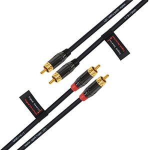 4 Foot RCA Cable Pair - Gotham GAC-4/1 (Black) Star-Quad Audio Interconnect Cable with Amphenol ACPL Black Chrome Body, Gold Plated RCA Connectors - Directional