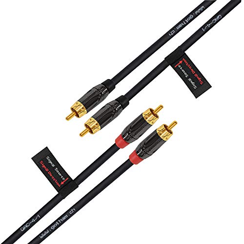 3 Foot RCA Cable Pair - Gotham GAC-4/1 (Black) Star-Quad Audio Interconnect Cable with Amphenol ACPL Black Chrome Body, Gold Plated RCA Connectors - Directional