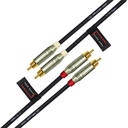 3 Foot RCA Cable Pair - Gotham GAC-4/1 (Black) Star-Quad Audio Interconnect Cable with Amphenol ACPR Die-Cast, Gold Plated RCA Connectors - Directional