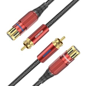 soundfam rca to xlr female cable 10 feet, 2 rca male to 2 xlr female phono cable adapter, balanced 3pin xlr to unbalanced rca speaker cable for amplifier mixer microphone - wine red…