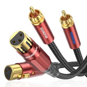 SOUNDFAM RCA to XLR Female Cable 10 Feet, 2 RCA Male to 2 XLR Female Phono Cable Adapter, Balanced 3pin XLR to Unbalanced RCA Speaker Cable for Amplifier Mixer Microphone - Wine Red…