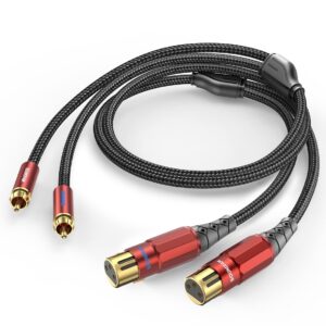 SOUNDFAM RCA to XLR Female Cable 10 Feet, 2 RCA Male to 2 XLR Female Phono Cable Adapter, Balanced 3pin XLR to Unbalanced RCA Speaker Cable for Amplifier Mixer Microphone - Wine Red…