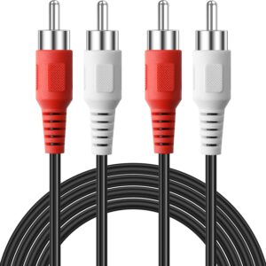 pasow rca cables, 2rca male to 2rca male stereo audio subwoofer cable dual shielded rca cord for home theater, hdtv, amplifier, hi-fi systems, speakers (10 feet)