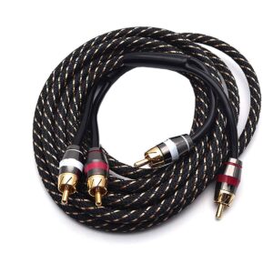 Sydien 1Pc 10ft/3m Dual Male RCA to Double Shield RCA Cable (10ft/3m)