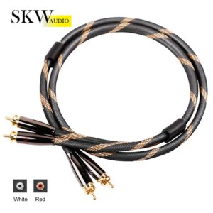 SKW Audiophiles RCA Cable 2RCA Male to 2RCA Male HiFi System Interconnect Cable with Diameter 7mm (1.64ft/0.5M, Black, Nylon)