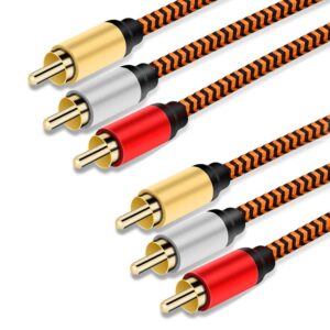 3RCA to 3RCA Cable, LiuTian RCA Cable Gold-Plated [Nylon Braided] [Copper Shell] [Heavy Duty] 3 RCA Male to 3 RCA Male Stereo Audio Cable.