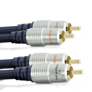 cablemountain 2xrca to 2x rca cables 9.8ft - gold plated male-to-male phono to phono cable | rca audio cable for amplifier, turntable, tv, home theater, speakers and hifi systems