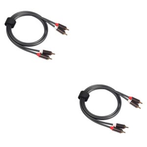 magik 2-4 plated 2-rca to 2-rca male l/r stereo audio coaxial cable cord plug patch (3.3 ft/1 m 2 pack)