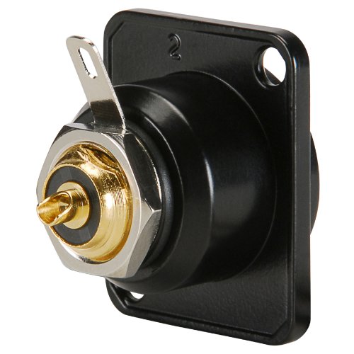 Amphenol ACJB-BLK D Flange Panel Mount RCA Jack Black/Black