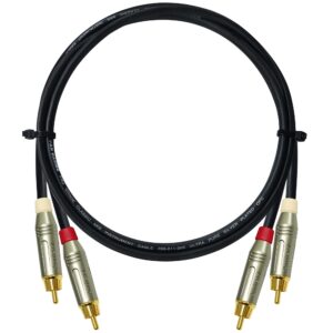 worlds best cables 2 foot - rca cable pair custom made made using van damme pro grade classic xke instrument (jet black) wire & amphenol acpr die-cast, gold plated rca connectors