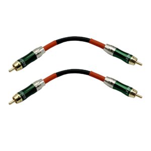 seadream rca to rca audio cable short 2pack 1rca male to 1rca male stereo audio cable converter,preamp jumpers male to male patch cable 8 inch (black+green)