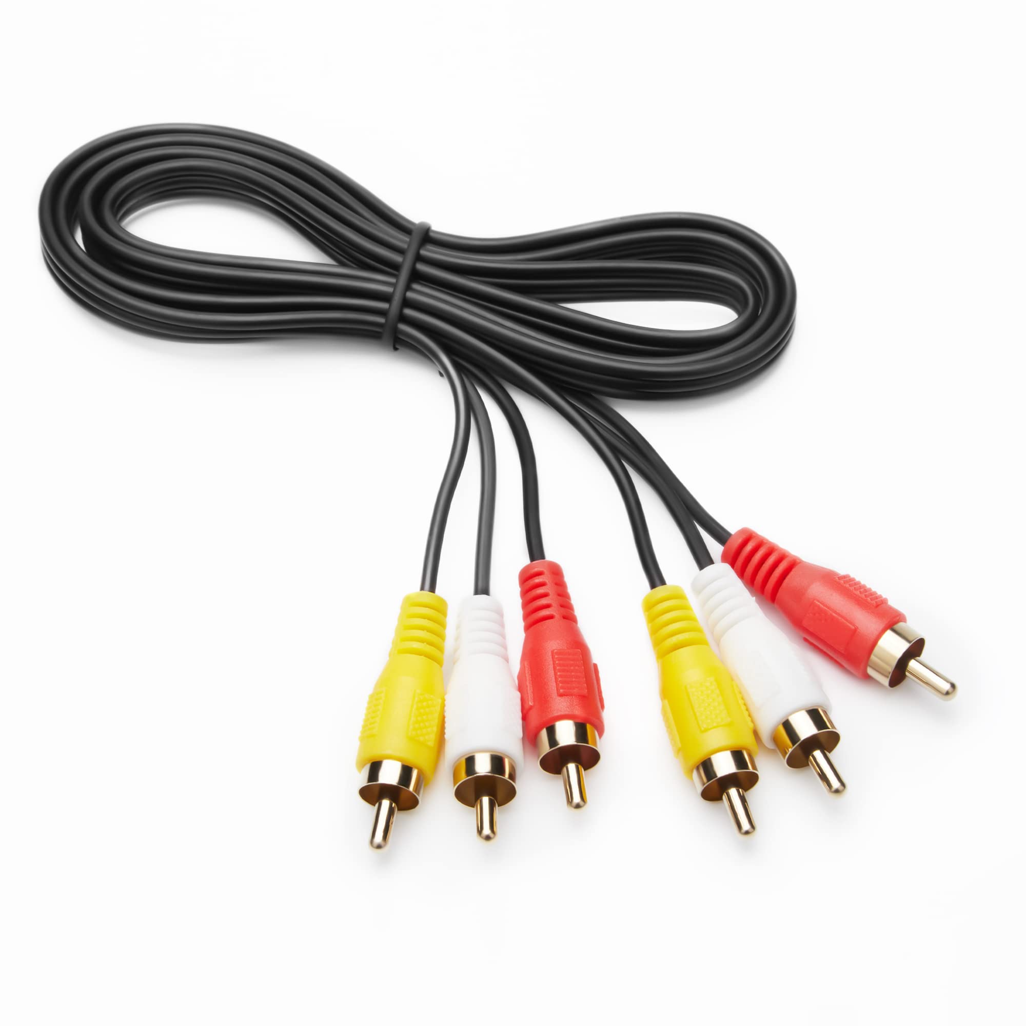 Tengchi 3 RCA Male to Male Composite Cable （ 6 Feet） for Connecting Audio Video Components AV Male to Male Cable for Home Theater amp; Stereo Systems - 5 Packs