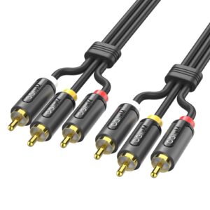 rca stereo cable 6ft,qgeem 3rca to 3rca cable,digital & analogue,double-shielded for headphones,home system,car stereo, ipods, iphones,mp3 players and more,rca stereo audio cable