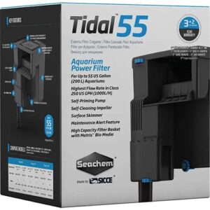 Seachem Tidal Power Aquarium Filter - 35 Gallon Large Fish Tank Filter,black