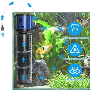 TARARIUM Fish Tank Filter Powerful 400GPH for 75-200 Gallon Large Aquarium Small Pond Fountain, Wave-maker Submersible Water Pump Turtle Tank Filter for Saltwater & Freshwater System