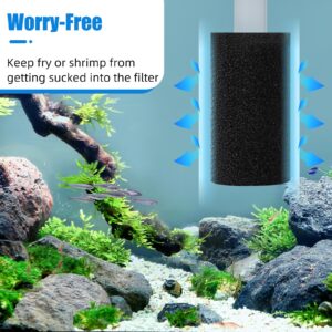 AQUANEAT 6-Pack Pre-Filter Sponge for Aquarium Shrimp Fry Fish Tank Filter 1” Intake, Replacement Foam Cover