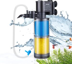 weipro aquarium fish tank filter,submersible fish tank filter with pump, power filter for fish tanks, aquariums, ponds. with 3 stage filter media and strong suction cups (10-40gallon&height 8.2inch)