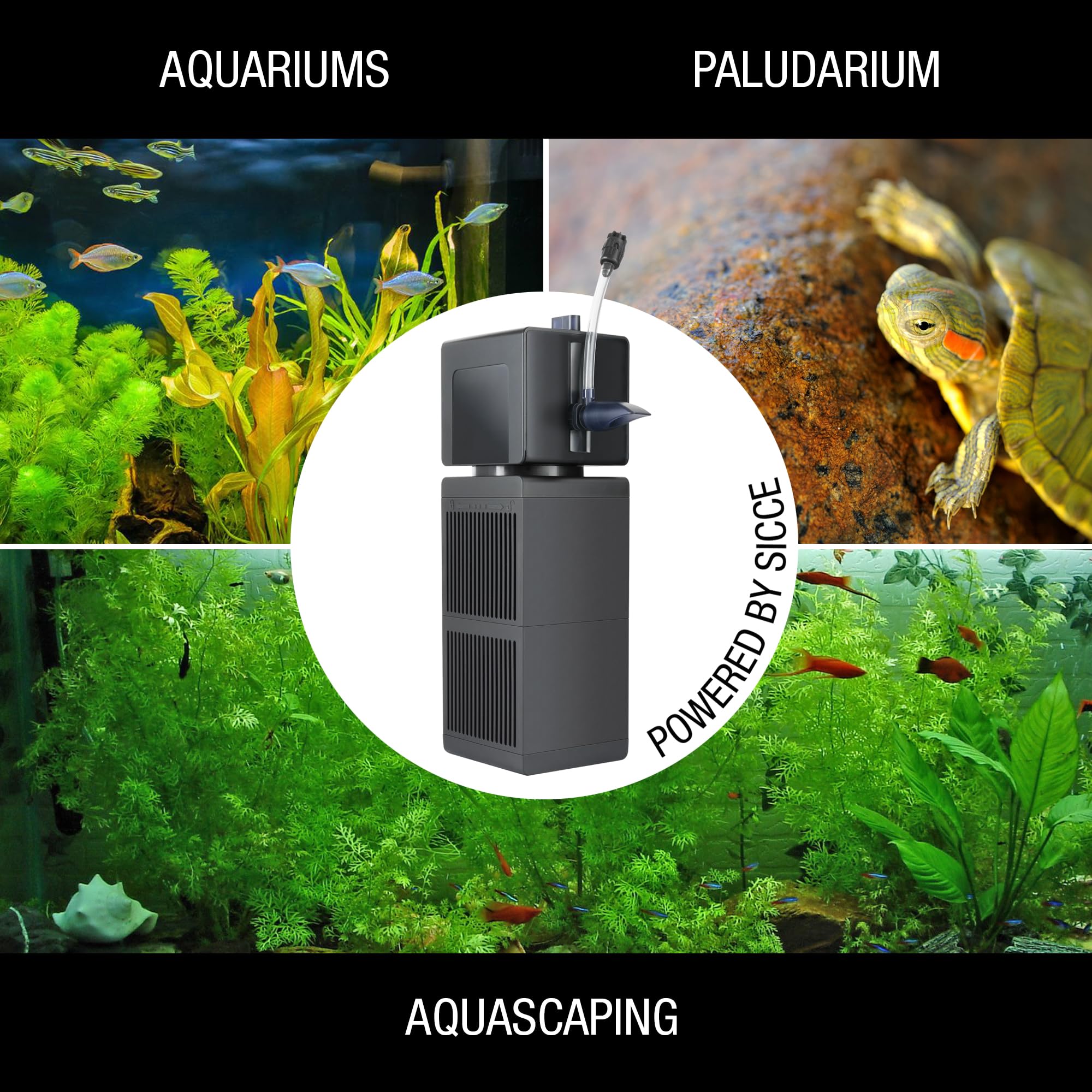 Sicce Shark PRO 900 Internal Aquarium Filter 240 GPH Submersible | Up to 70 Gallons | in-Tank Freshwater and Saltwater Application with Three Removable Filter Cartridges | Fish Tank Turtle Terrarium