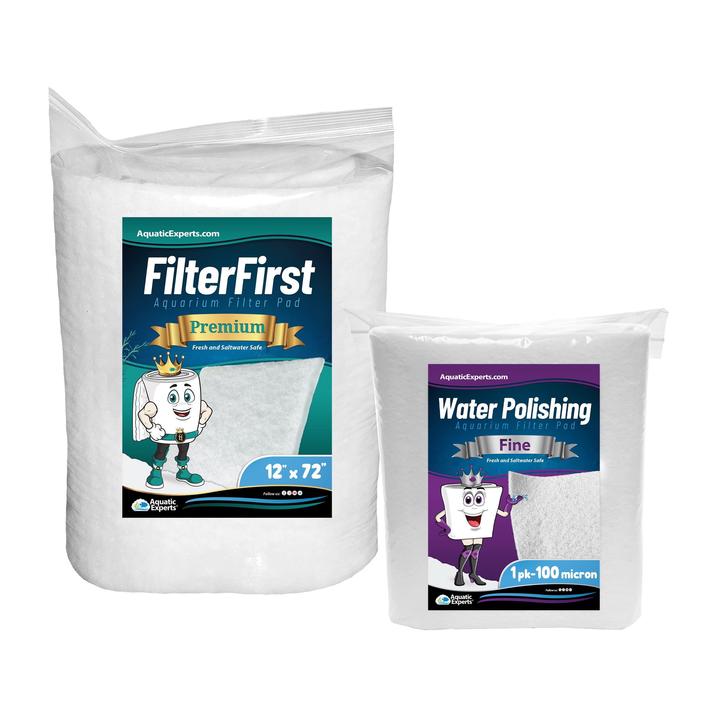 Aquatic Experts Aquarium Filter Floss for Fish Tank Filters - FilterFirst Aquarium Filter Pad - Aquarium Filter Media Roll for Crystal Clear Water, 3/4" - 1" Thick (12 Inch Wide, Aquarium Bundle)