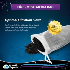 Fine Aquarium Media Bag - Durable Filter Bags for Fish Tank, Secure Drawstring Filter Media Bag, Media Bags for Aquarium by Aquatic Experts (Fine, 8" x 12" - 3 pack)