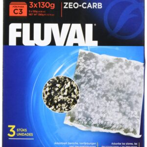 Fluval C3 Zeo-Carb, Replacement Aquarium Filter Media, 3 Count (Pack of 1), 14018, white