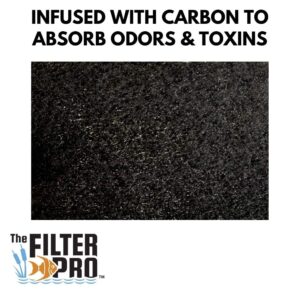 The Filter Pro Carbon Fine Filter Media, 3/8" Thick, 12" x 120" Roll, Perfect for Aquariums, Ponds or Water Gardens, Made in USA