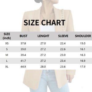 Womens Casual Blazers Open Front Long Sleeve Blazer Work Office Pockets Jackets Khaki Medium