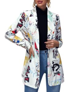 floerns women's casual long sleeve pop art colorful blazer graphic work suit jacket multi 1 xl