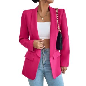 womens casual blazers long sleeve fashion suit jacket open front lapel collar cardigan rose m