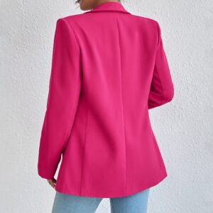 Womens Casual Blazers Long Sleeve Fashion Suit Jacket Open Front Lapel Collar Cardigan Rose M