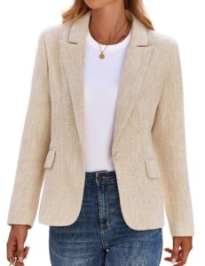 luvamia tweed blazers for women business casual dressy blazer jacket blazers for women business casual women blazers for work professional work clothes for women beige size small fits size 4 / size 6