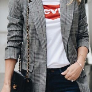 Zeagoo Casual Blazer for Women Plaid Blazer Jackets Suit Boyfriend Button Front Blazer