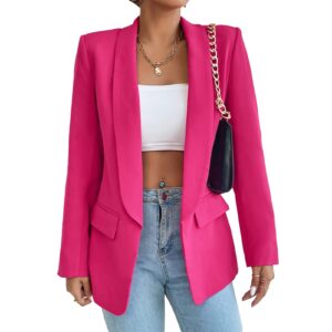 womens long sleeve blazers casual open front lapel button slim work office blazer jacket(rose,medium)