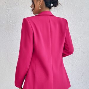 Womens Long Sleeve Blazers Casual Open Front Lapel Button Slim Work Office Blazer Jacket(Rose,Medium)