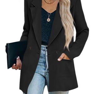 Black Oversized Blazer Jackets for Women Business Casual Open Front Long Blazers for Work Professional Fashion XL