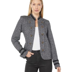 Tommy Hilfiger womens Classic Tommy Open Front Band Jacket Casual Blazer, Black Multi, Large US